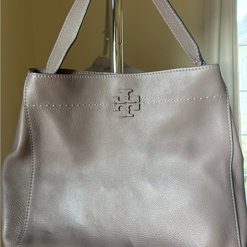 Tory Burch Taupe Leather Tote - Picture 3 of 8